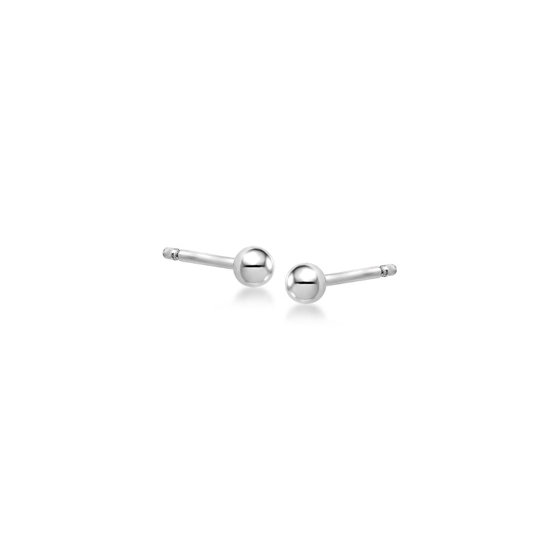 Platinum ball stud earrings with round posts
