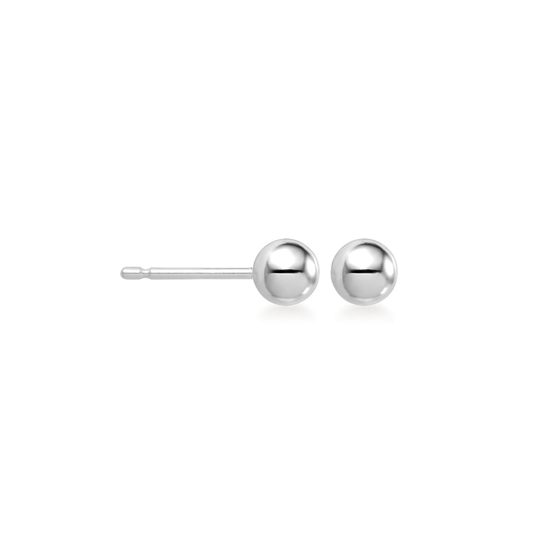 5mm platinum ball stud post earrings, polished round balls on slender posts