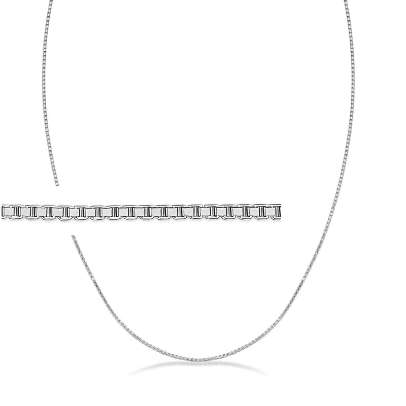 Solid platinum box-chain necklace with 1mm square links