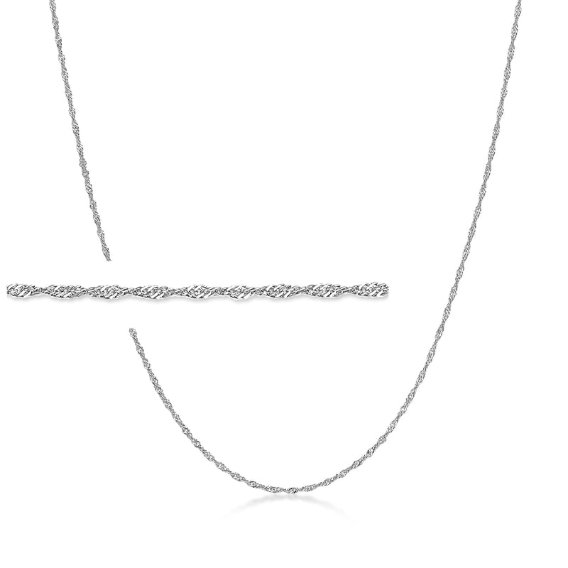 Platinum singapore-chain necklace with fine link curb-style links