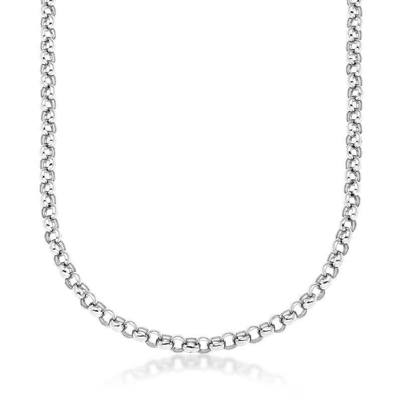 Solid platinum rolo-link necklace with oval chain links