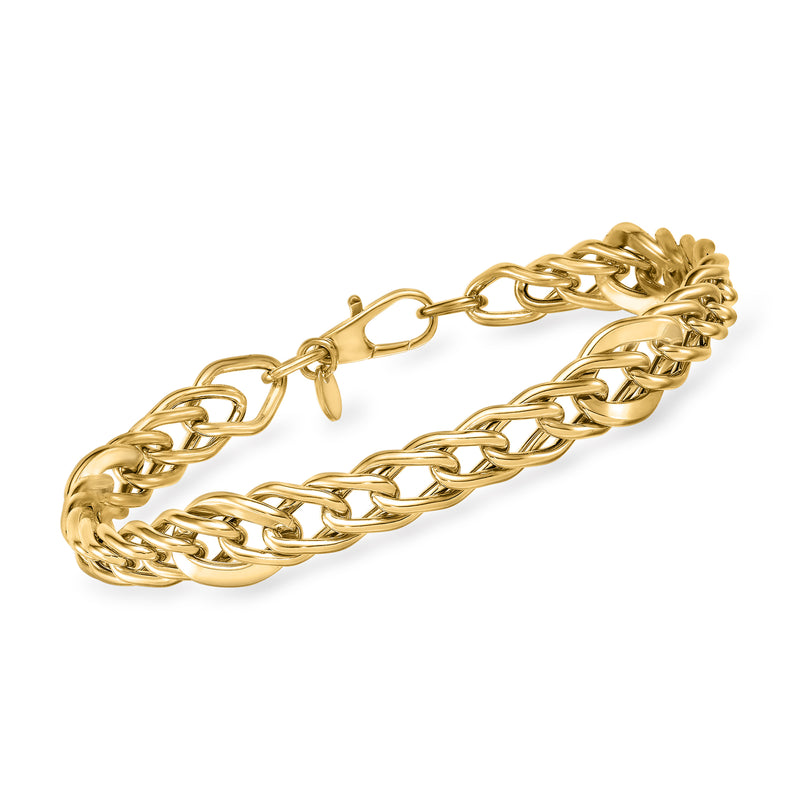 14kt yellow gold multi-link bracelet with alternating oval and curb chain links