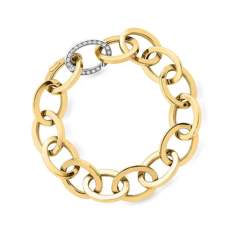 Italian .20 ct. t.w. Diamond Cable-Link Bracelet in 14kt Two-Tone Gold. 7.75"