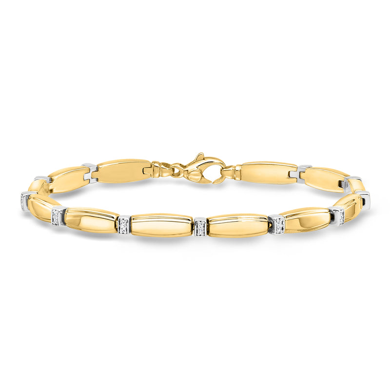 Italian .15 ct. t.w. Diamond Link Bracelet in 14kt Two-Tone Gold. 7.5"