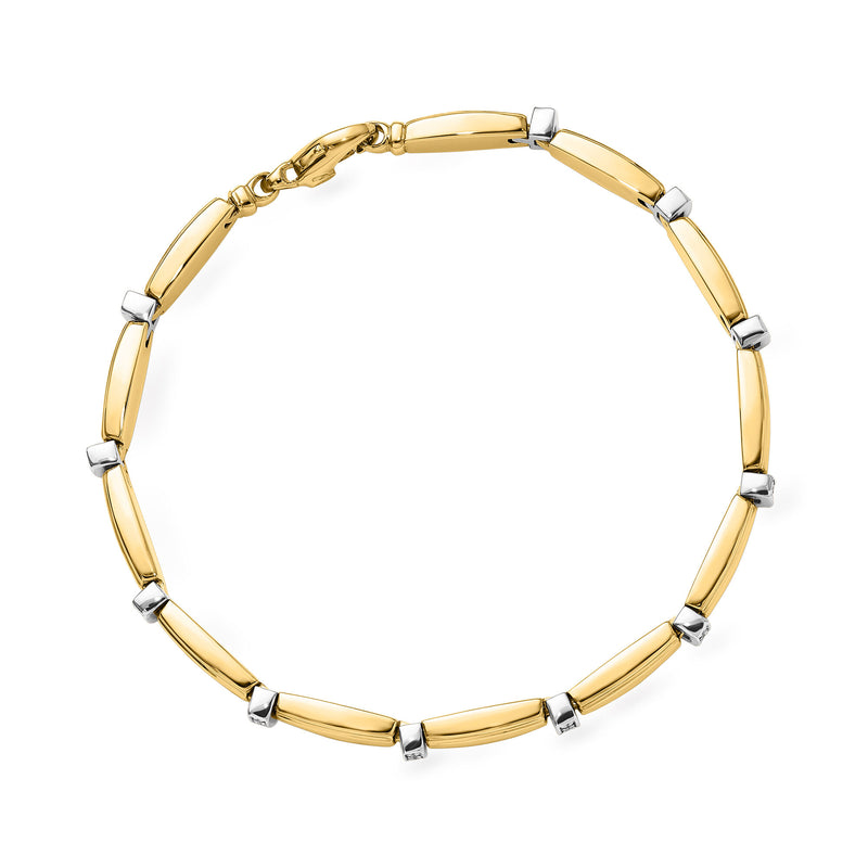 Italian .15 ct. t.w. Diamond Link Bracelet in 14kt Two-Tone Gold. 7.5"