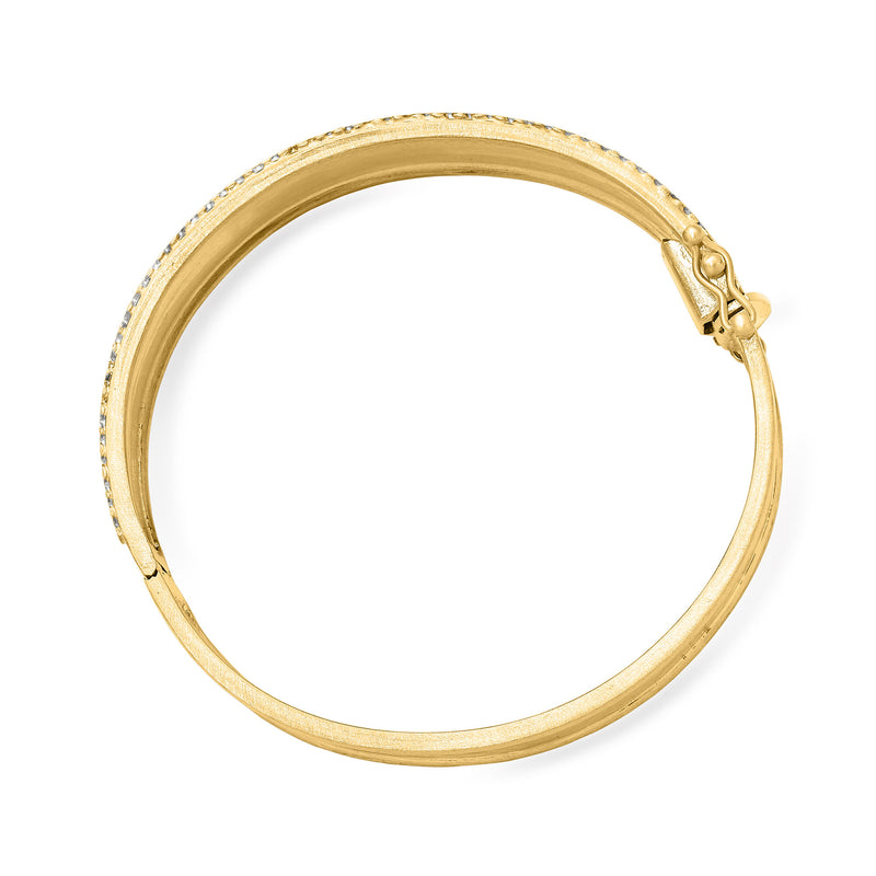 .45 ct. t.w. Diamond Hammered Bangle Bracelet in 14kt Yellow Gold. 7"