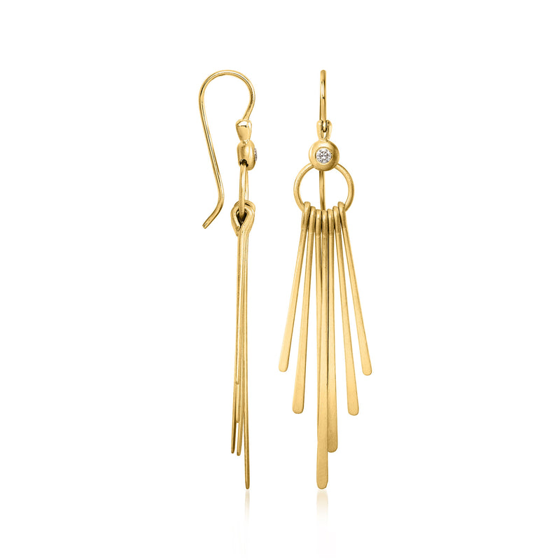 14kt Yellow Gold Multi-Bar Drop Earrings with Diamonds