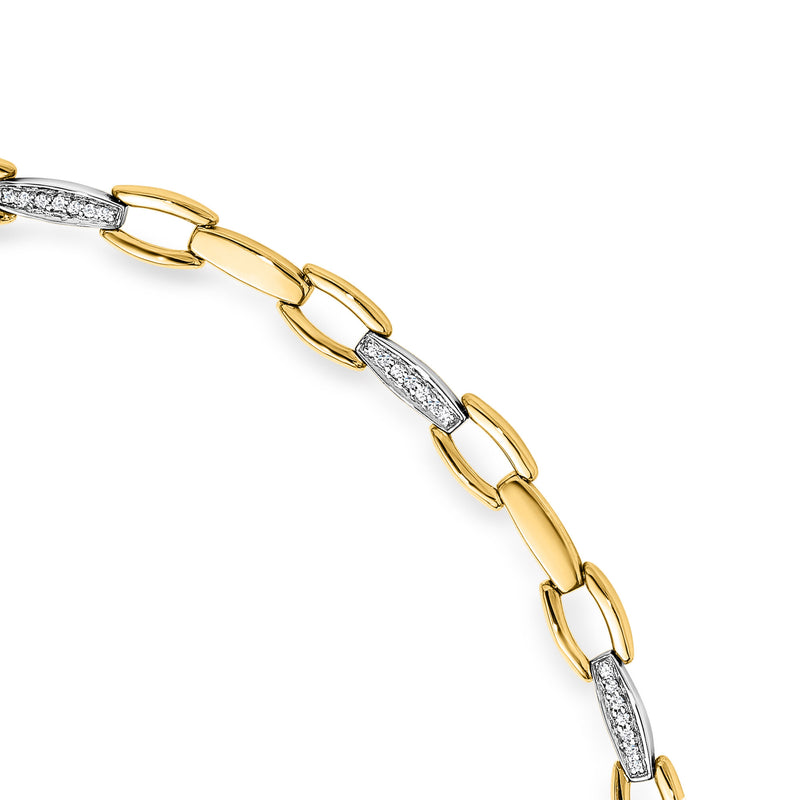 Italian .15 ct. t.w. Diamond Link Necklace in 18kt Two-Tone Gold. 17"
