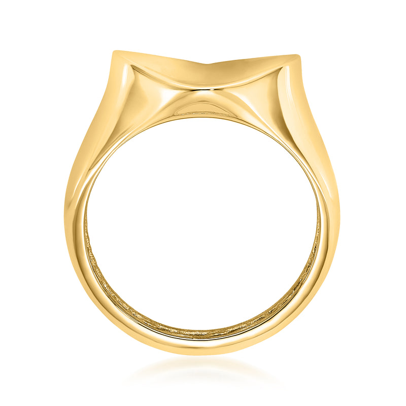 Yellow gold heart ring with domed shank and smooth inside band