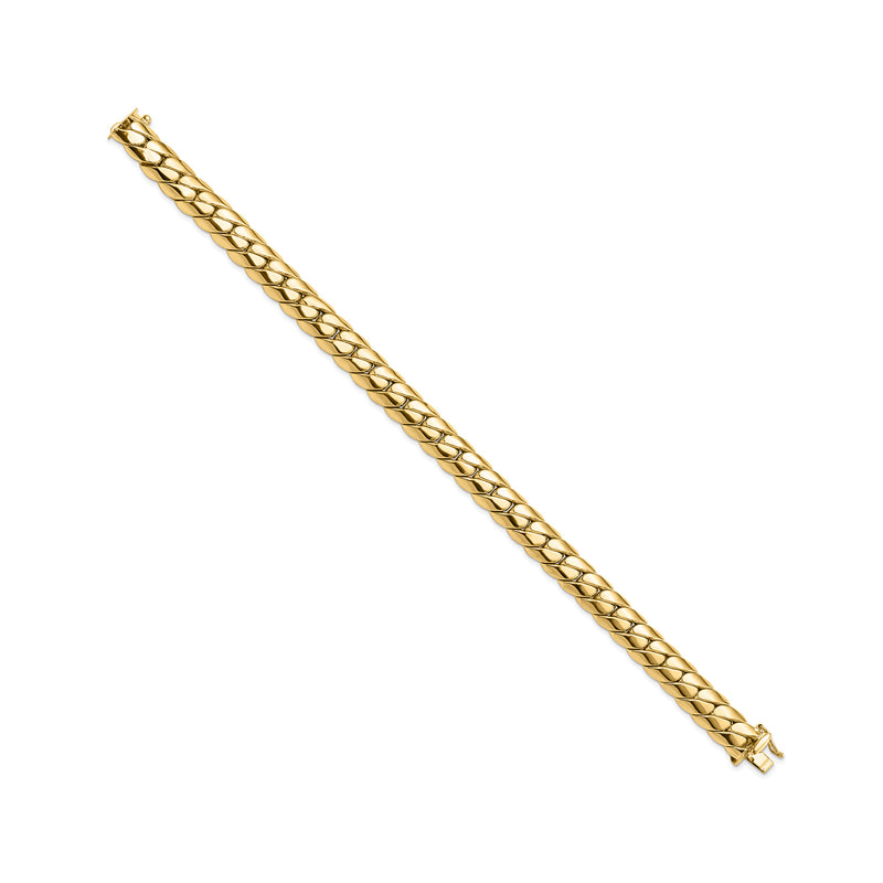 Yellow gold Cuban-link bracelet, long chain with clasp end