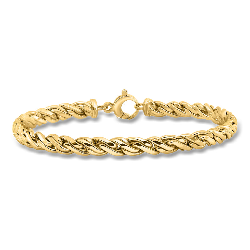 Men's 14kt yellow gold twisted chain bracelet with lobster clasp