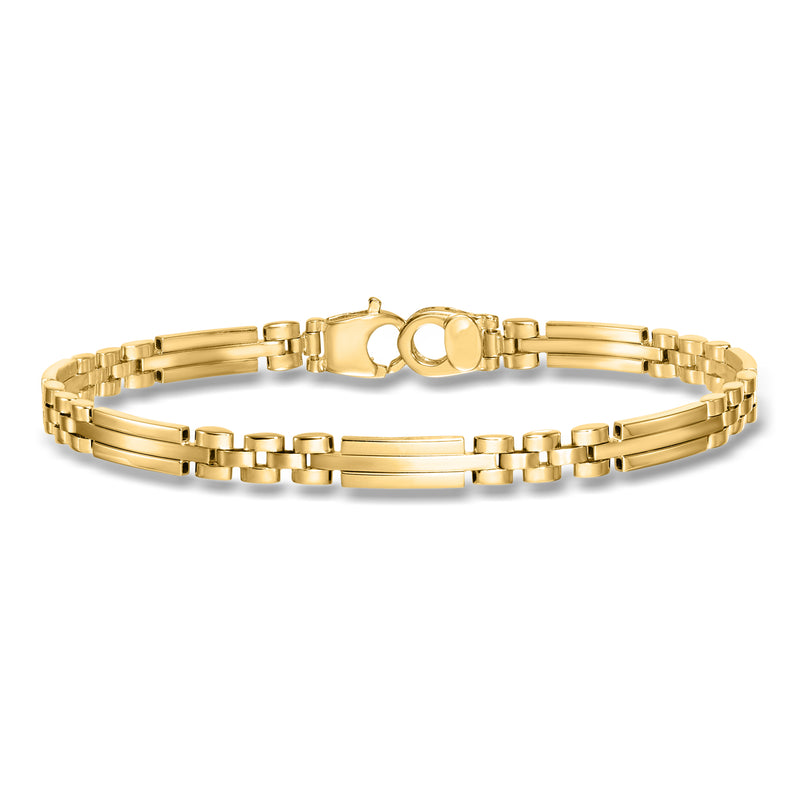 14kt yellow gold multi-link bracelet with hinged clasp and rectangular chain links