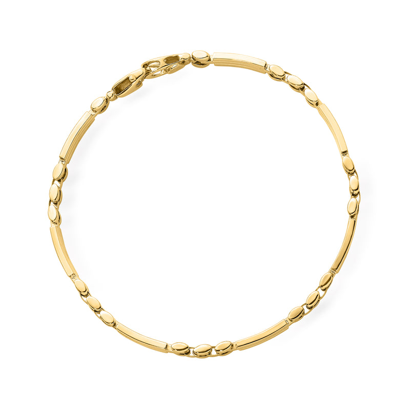 14kt yellow gold multi-link bracelet with smooth oval and bar chain links
