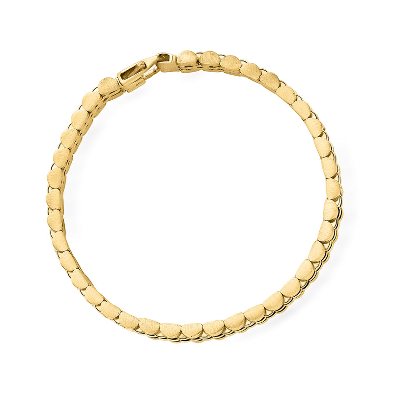 14kt yellow gold multi-link bracelet, smooth oval and curb style links