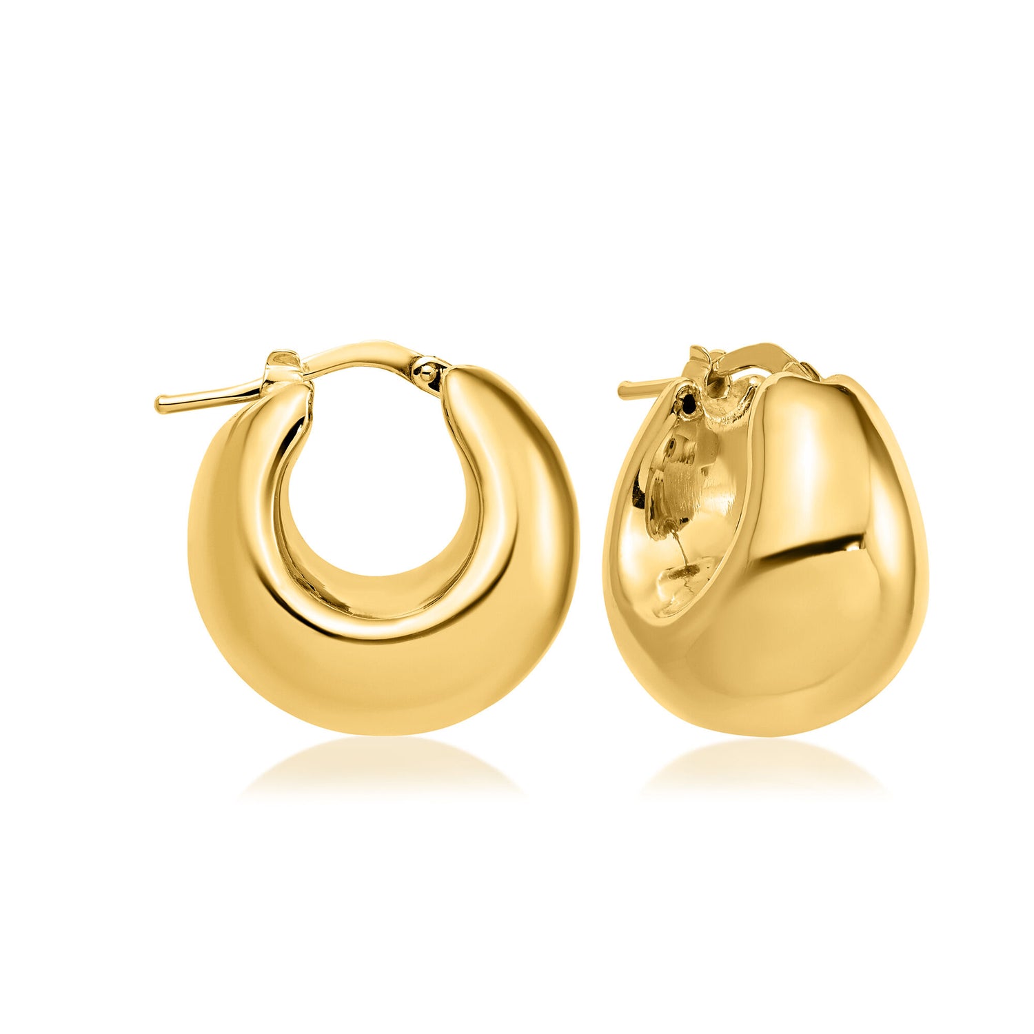 Italian 14kt Yellow Gold Puffed Hoop Earrings