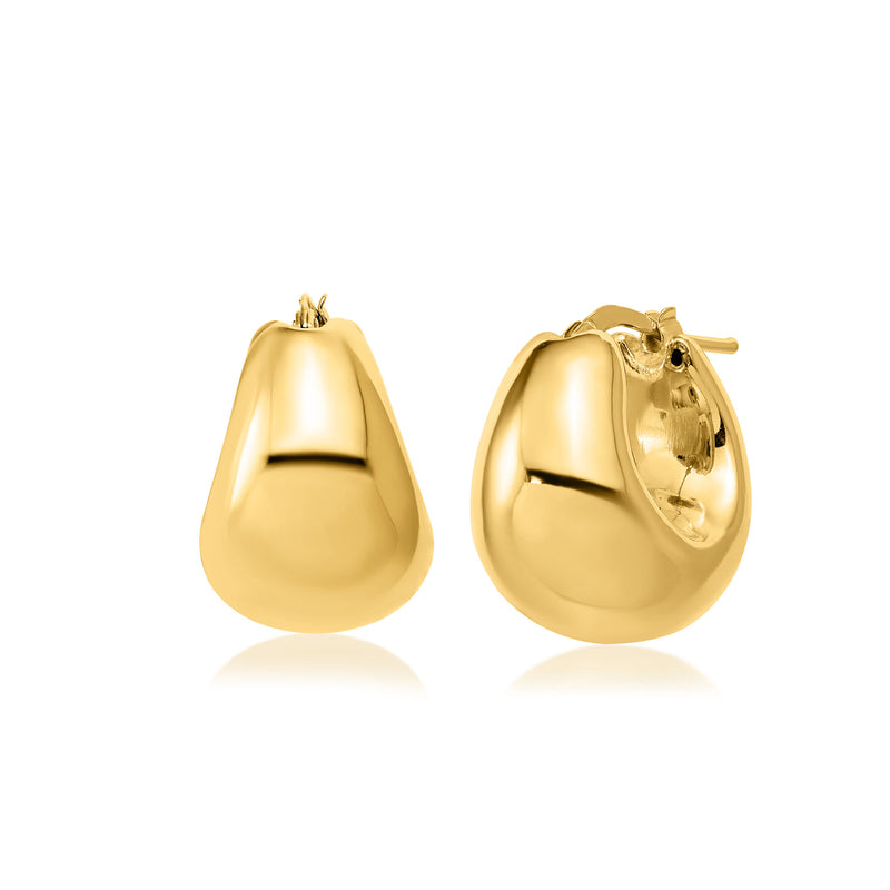 Italian 14kt Yellow Gold Puffed Hoop Earrings. 3/4"