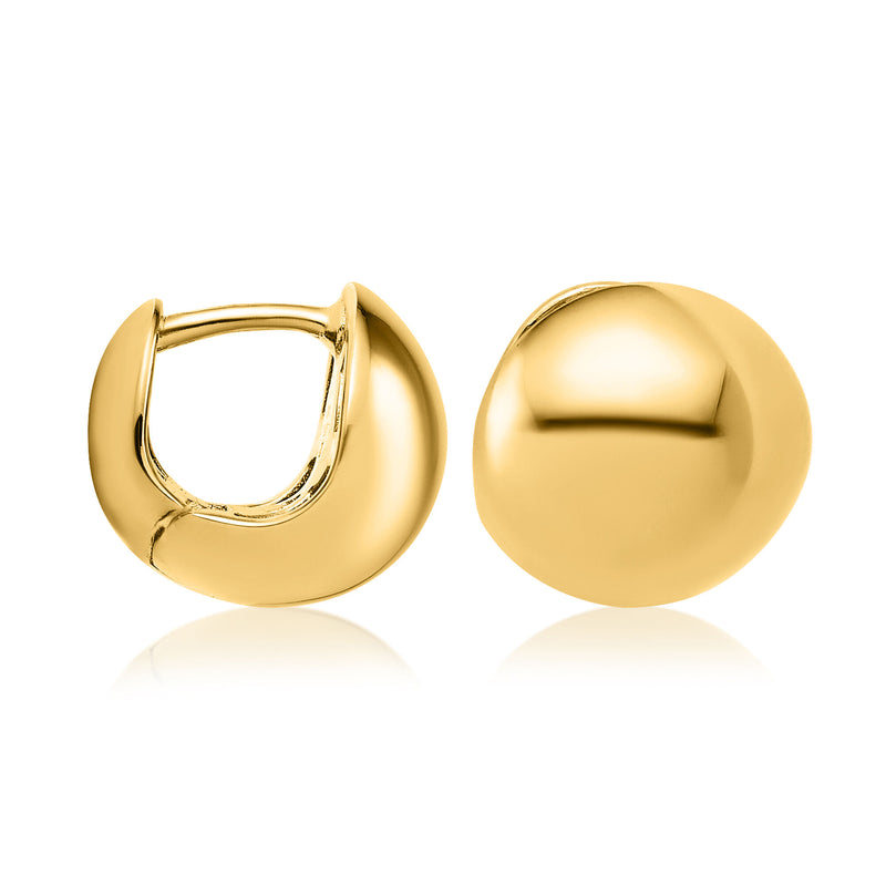 Italian 14kt Yellow Gold Button Hoop Earrings. 3/8"