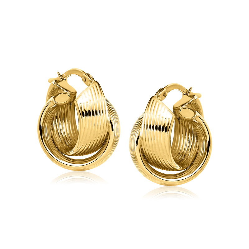 Italian 14kt Yellow Gold Grooved Twisted Hoop Earrings. 5/8"
