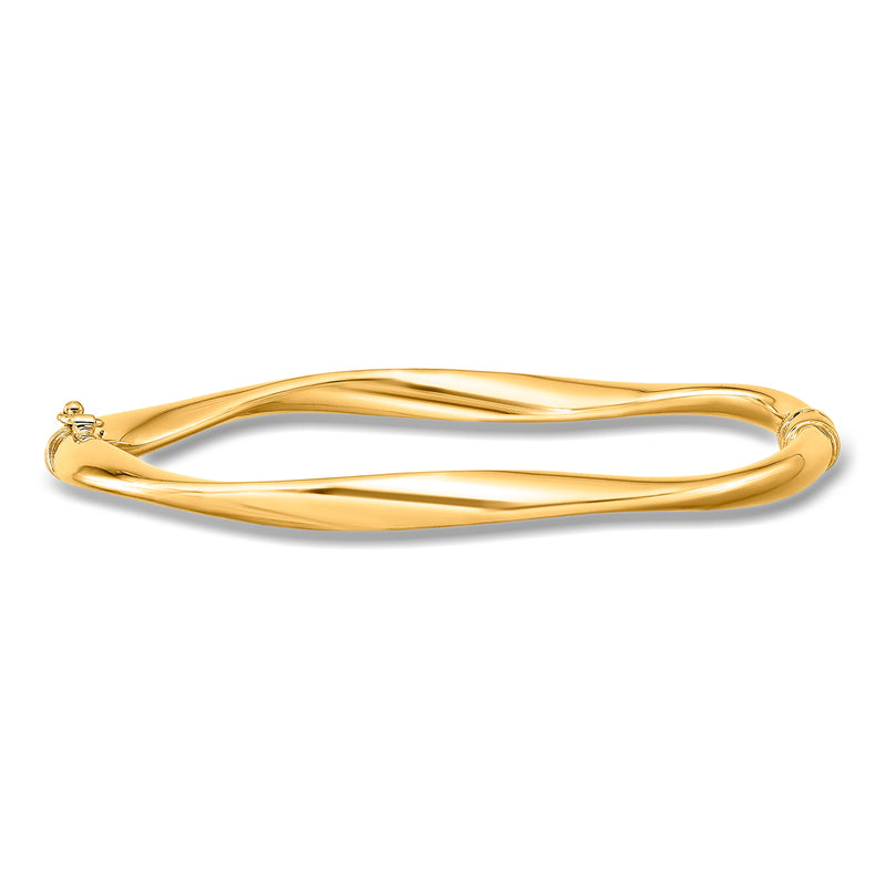 Italian 14kt Yellow Gold Twisted Bangle Bracelet. 7"