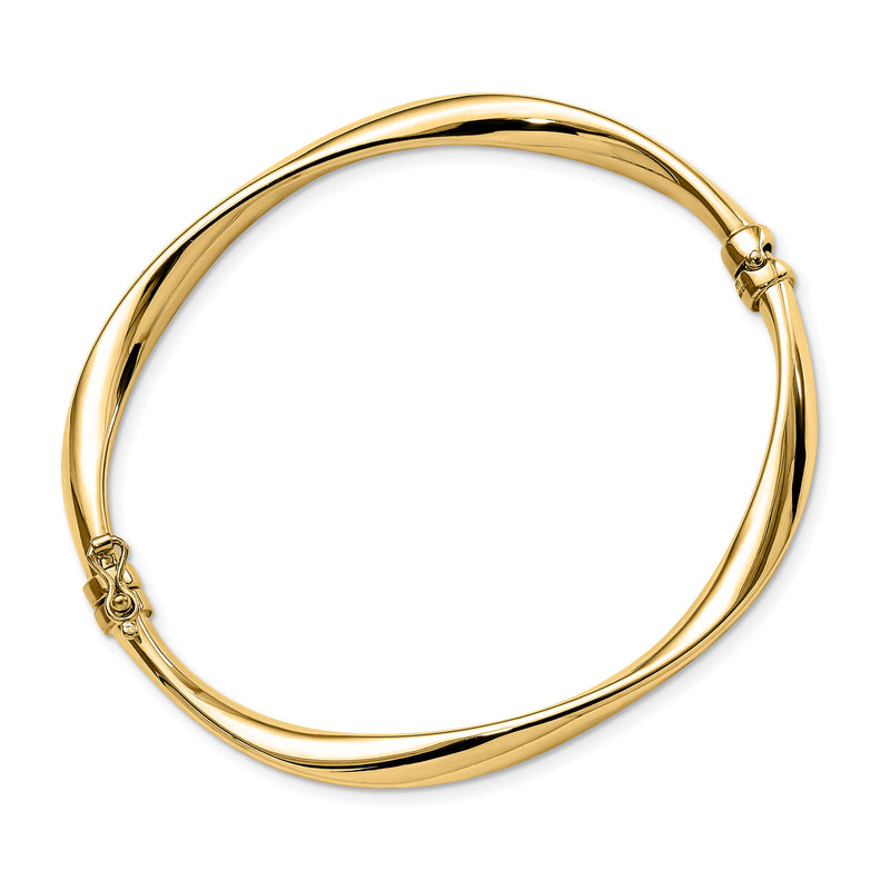 Italian 14kt Yellow Gold Twisted Bangle Bracelet. 7"