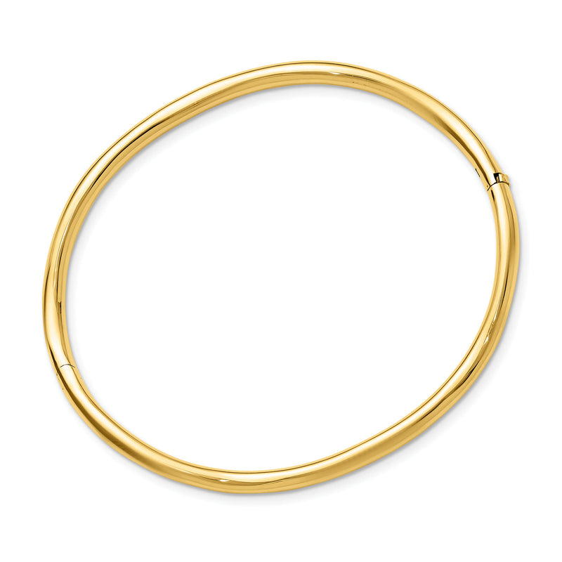 Italian 14kt Yellow Gold Wavy Bangle Bracelet. 8"