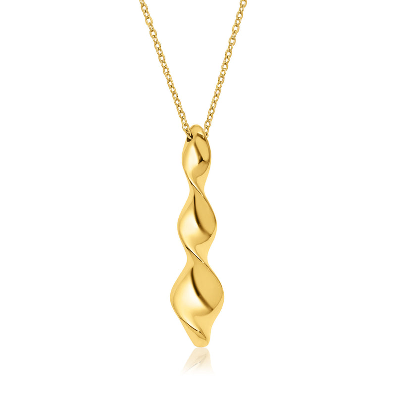 Italian 14kt Yellow Gold Twisted Pendant Necklace. 17"