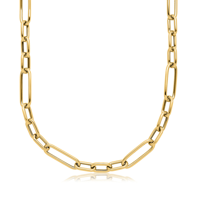 14kt yellow gold paper clip link necklace with oval chain links