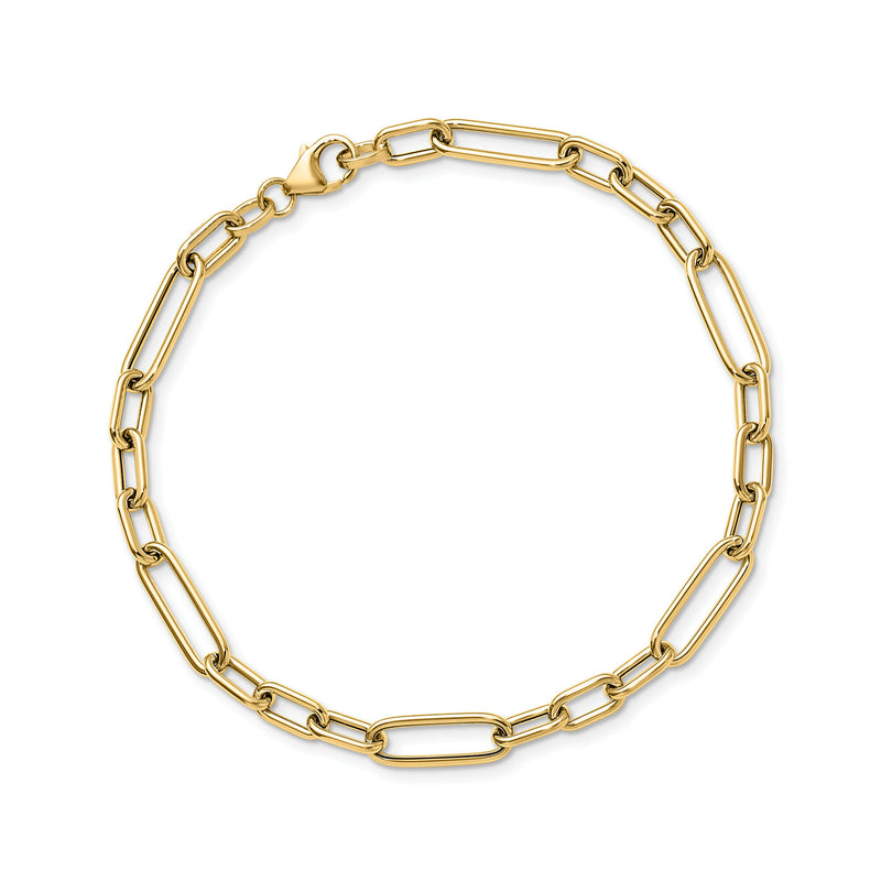 Italian 14kt Yellow Gold Paper Clip Link Bracelet. 7.5"