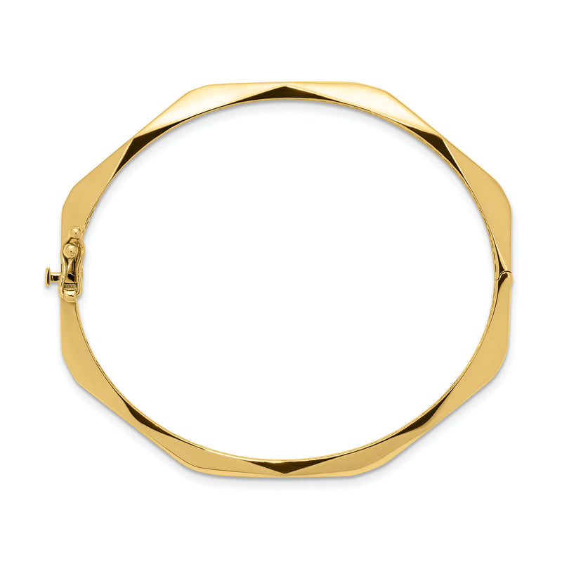 14kt Yellow Gold Geometric Bangle Bracelet. 7.5"