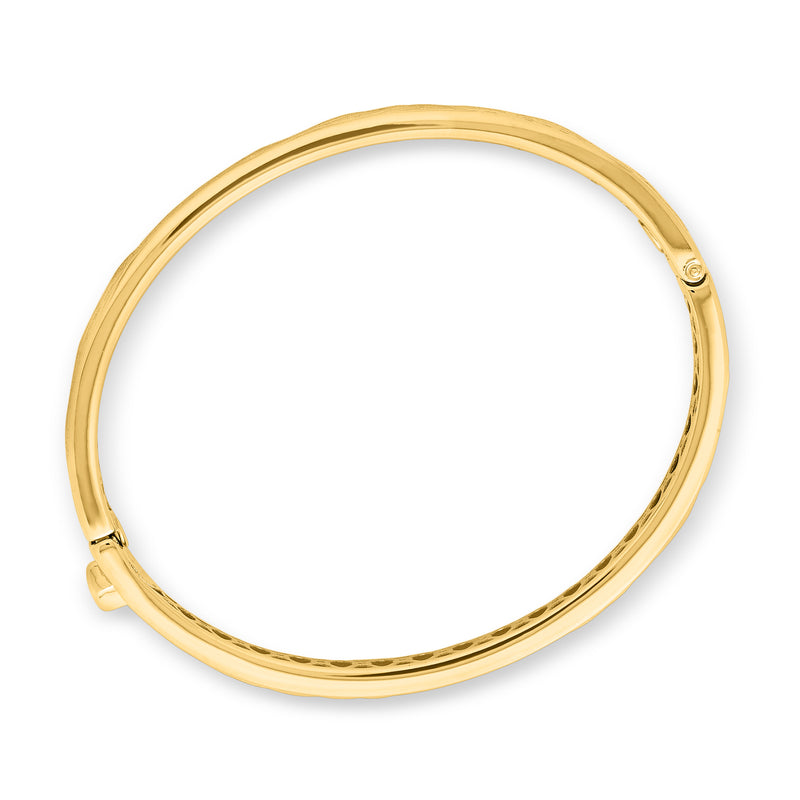 Italian 14kt Yellow Gold Brushed Bangle Bracelet. 7"