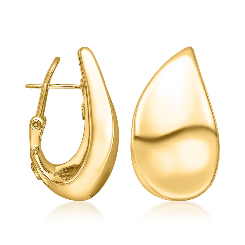 14kt yellow gold flat teardrop earrings with post backs