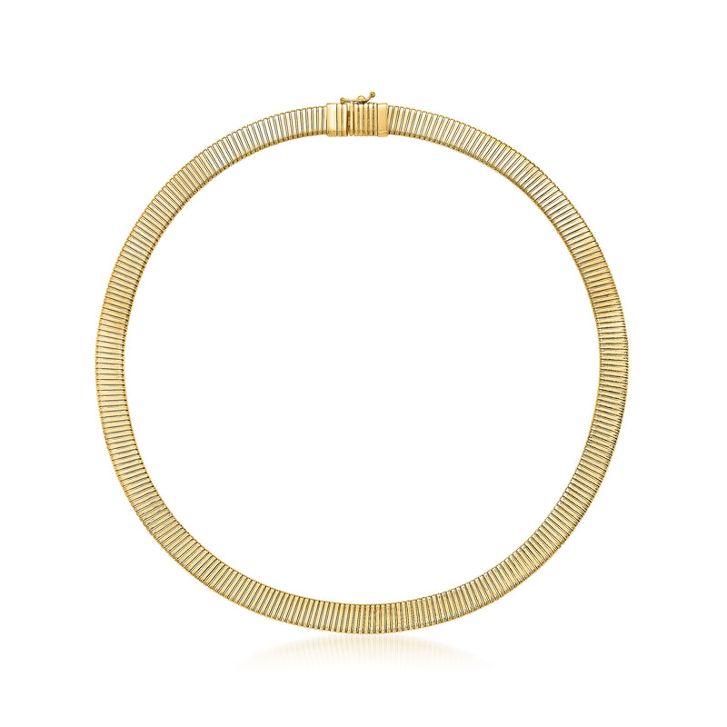 Italian 14kt Yellow Gold Flat Omega Necklace. 18.5"