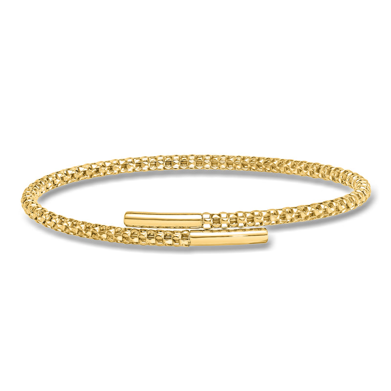 Italian 18kt Yellow Gold Popcorn-Chain Bangle Bracelet. 7"