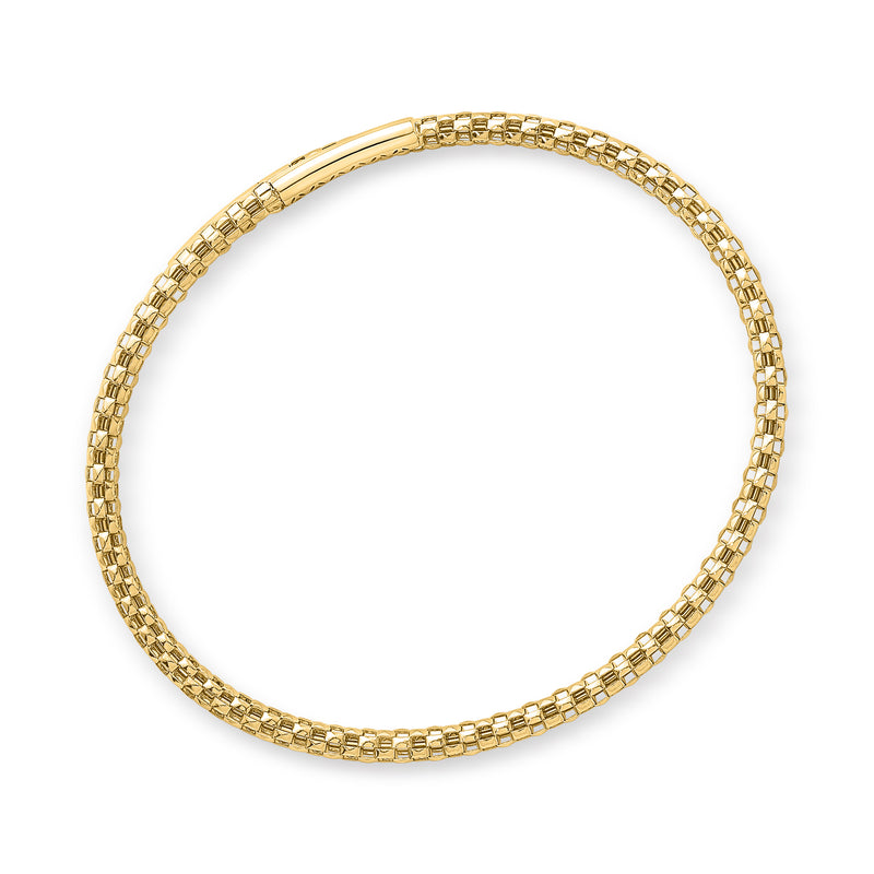 Italian 18kt Yellow Gold Popcorn-Chain Bangle Bracelet. 7"