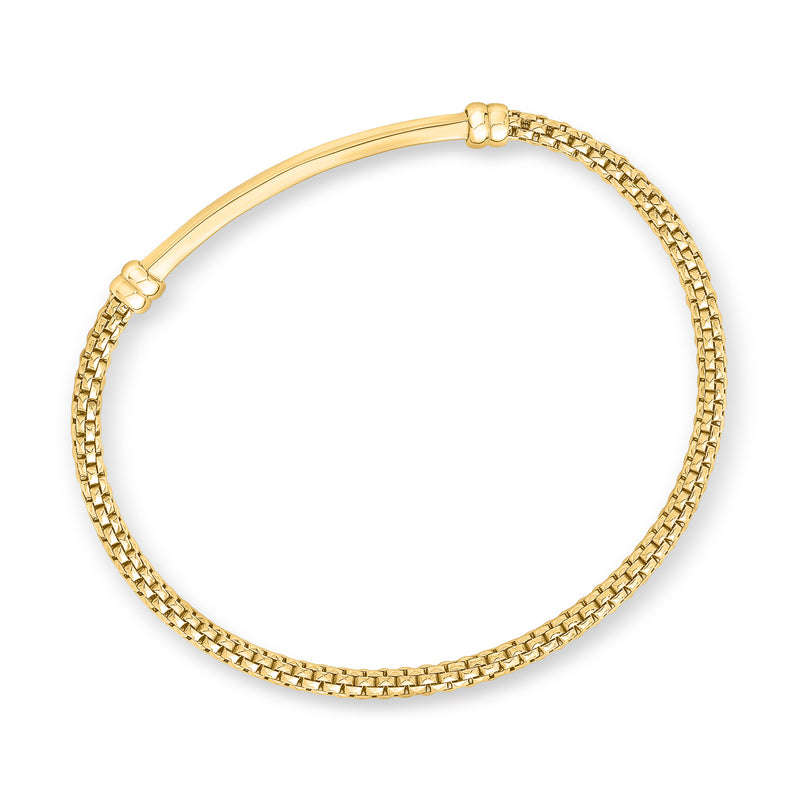 Italian 18kt Yellow Gold Popcorn-Chain Bar Bracelet. 7"