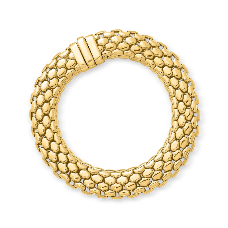 Italian 18kt Yellow Gold Patterned Bracelet. 8"