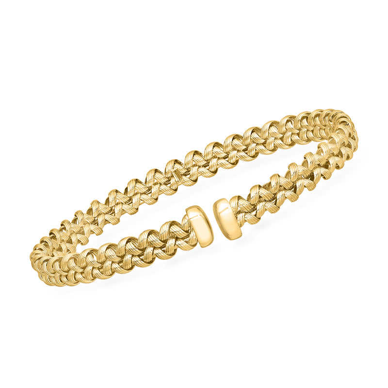 Italian 18kt Yellow Gold Twisted Cuff Bracelet. 7"