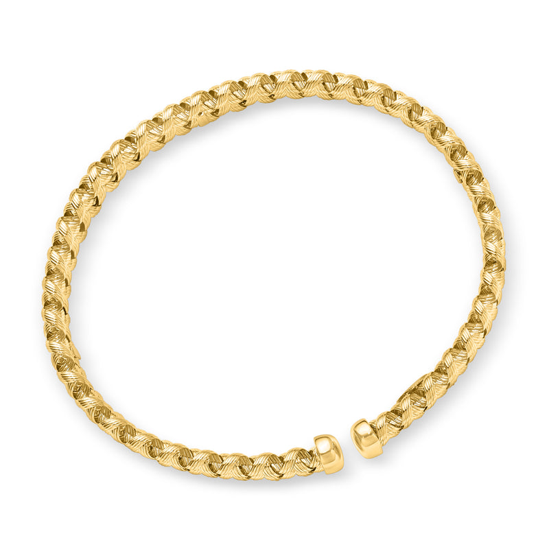 Italian 18kt Yellow Gold Twisted Cuff Bracelet. 7"