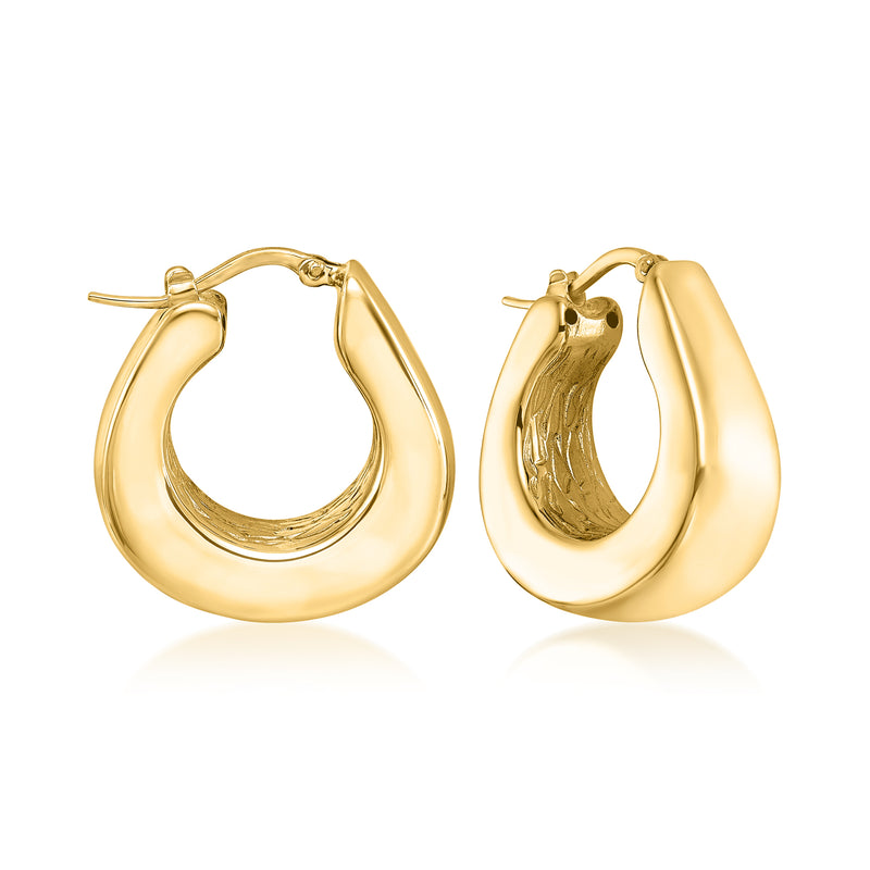Italian 18kt Yellow Gold Graduated Hoop Earrings. 1"