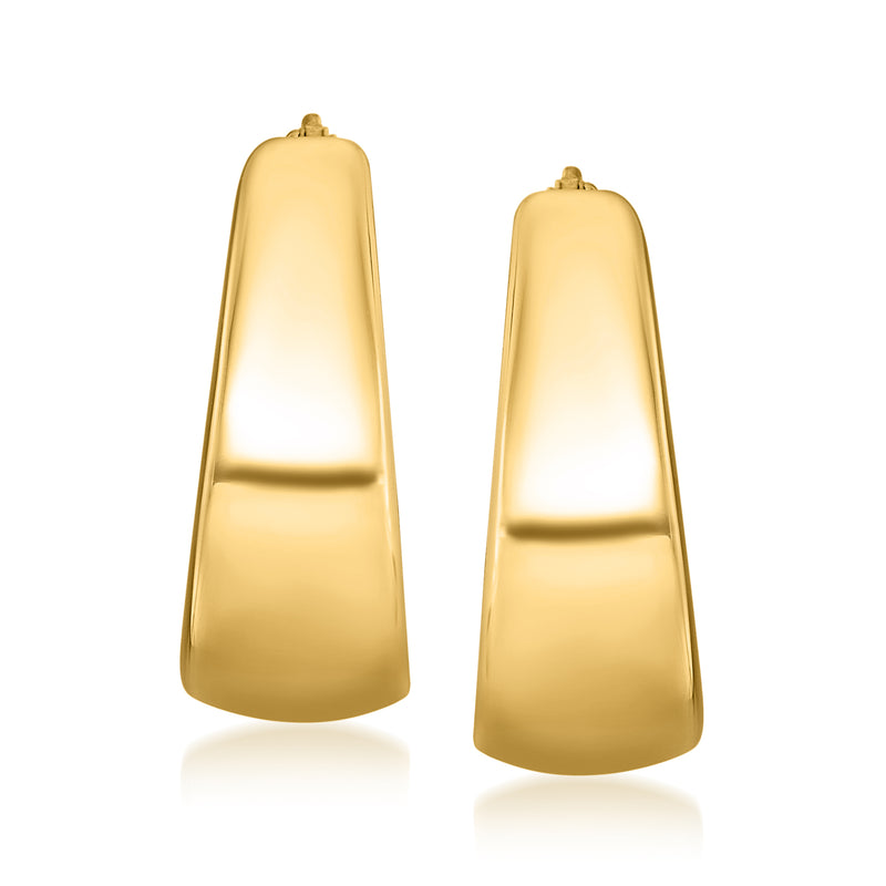 Italian 18kt Yellow Gold Graduated Hoop Earrings. 1"