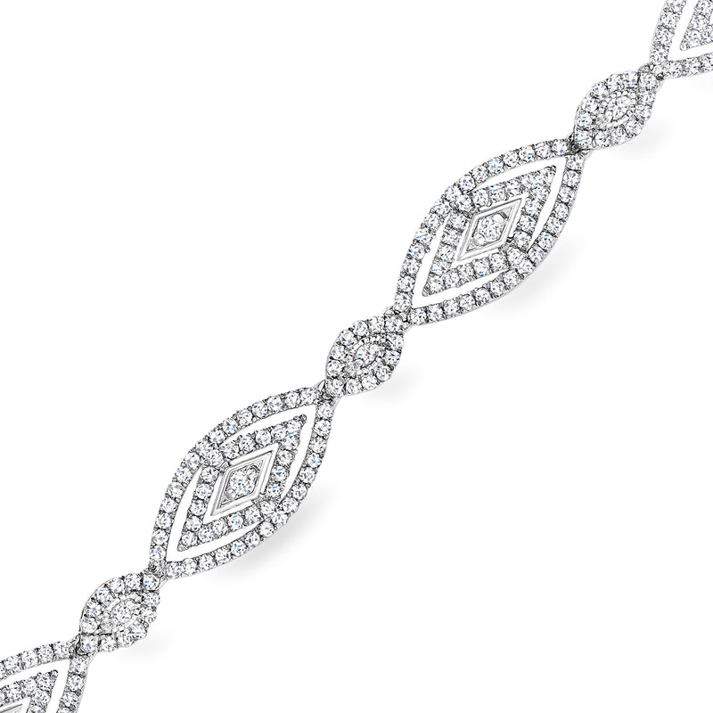 Diamond marquise-link bracelet in sterling silver