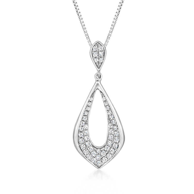 Diamond teardrop pendant necklace in 14kt white gold