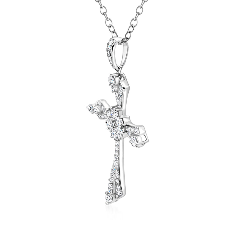 Diamond cross pendant necklace in 14kt white gold