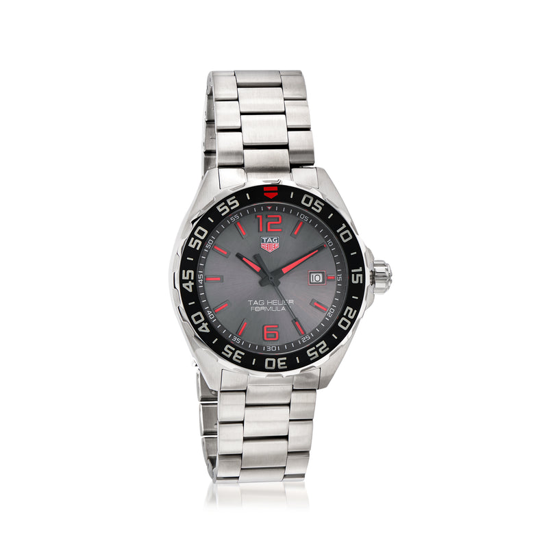 TAG Heuer Formula 1 men's stainless steel watch with black dial and red accents