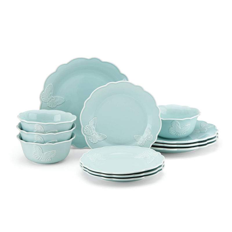 Lenox Butterfly Meadow blue stoneware dinnerware set with butterfly motifs
