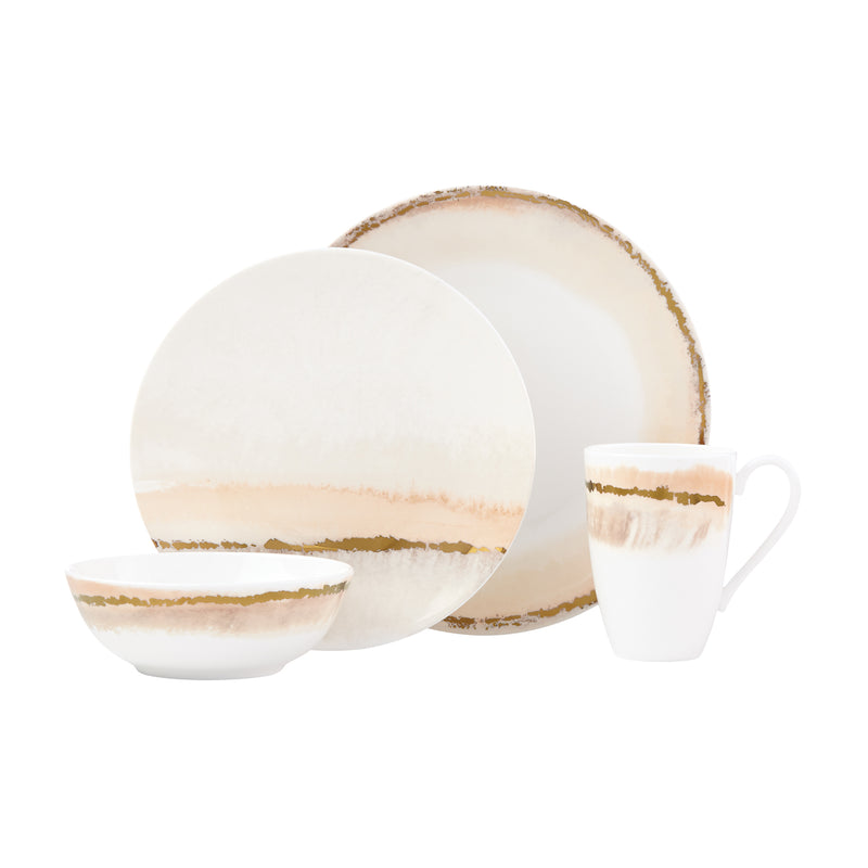 Lenox Fall Radiance 4-piece place setting with dinner plate, bowl, and mug, gold accents