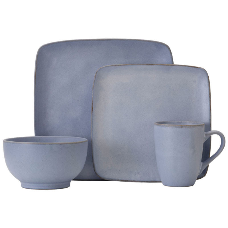 Mikasa Malaya dinnerware set, blue stoneware service for 4 with plates, bowls, cups