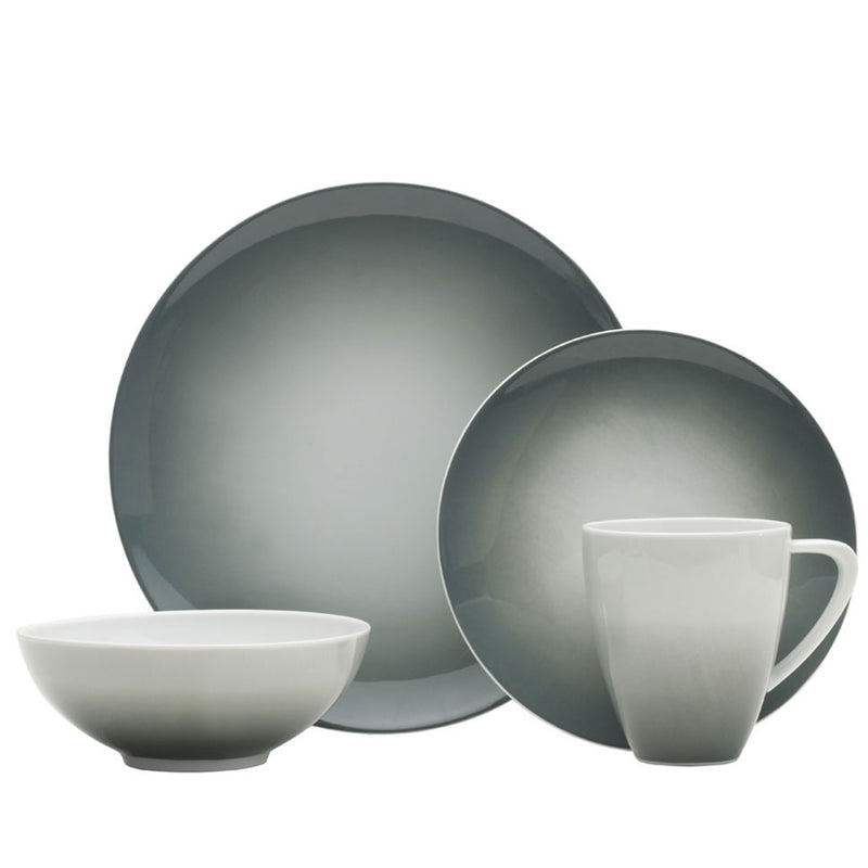 Mikasa Naya gray dinnerware set with plate, bowl, and mug