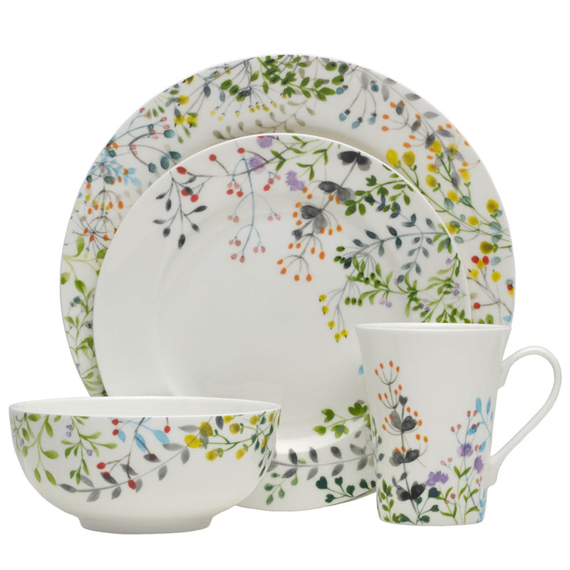 Mikasa Tivoli Garden 16-pc dinnerware set with floral garden pattern: plates, bowl, mug