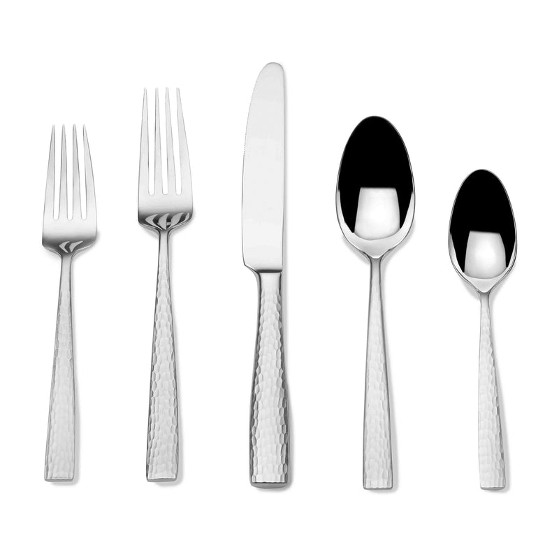 Mikasa Oliver Satin flatware set, polished silver forks and spoons with satin-texture handles